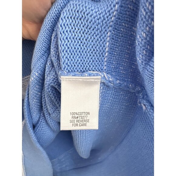 Croft & Barrow Womens Cotton Blue & White Striped Sweater Large - Picture 7 of 7